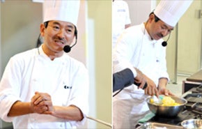 「パティシエ　コーイチ」オーナーシェフ　齋藤耕一さんがスチコンを使って料理の実演を行いました