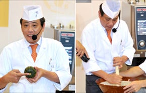 「祇園さ丶木」主人　佐々木浩さんがスチコンを使って料理の実演を行いました
