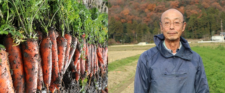 冬の寒さとこだわりの栽培が
育む極上の甘み。
「多賀にんじん」